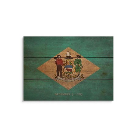 WILE E. WOOD 15 x 11 in. Delaware State Flag Wood Art FLDE-1511